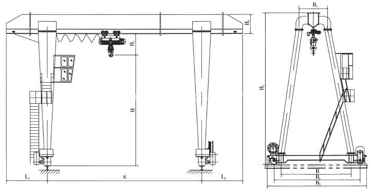 1 Ton Single Girder Gantry Crane Design Specifications